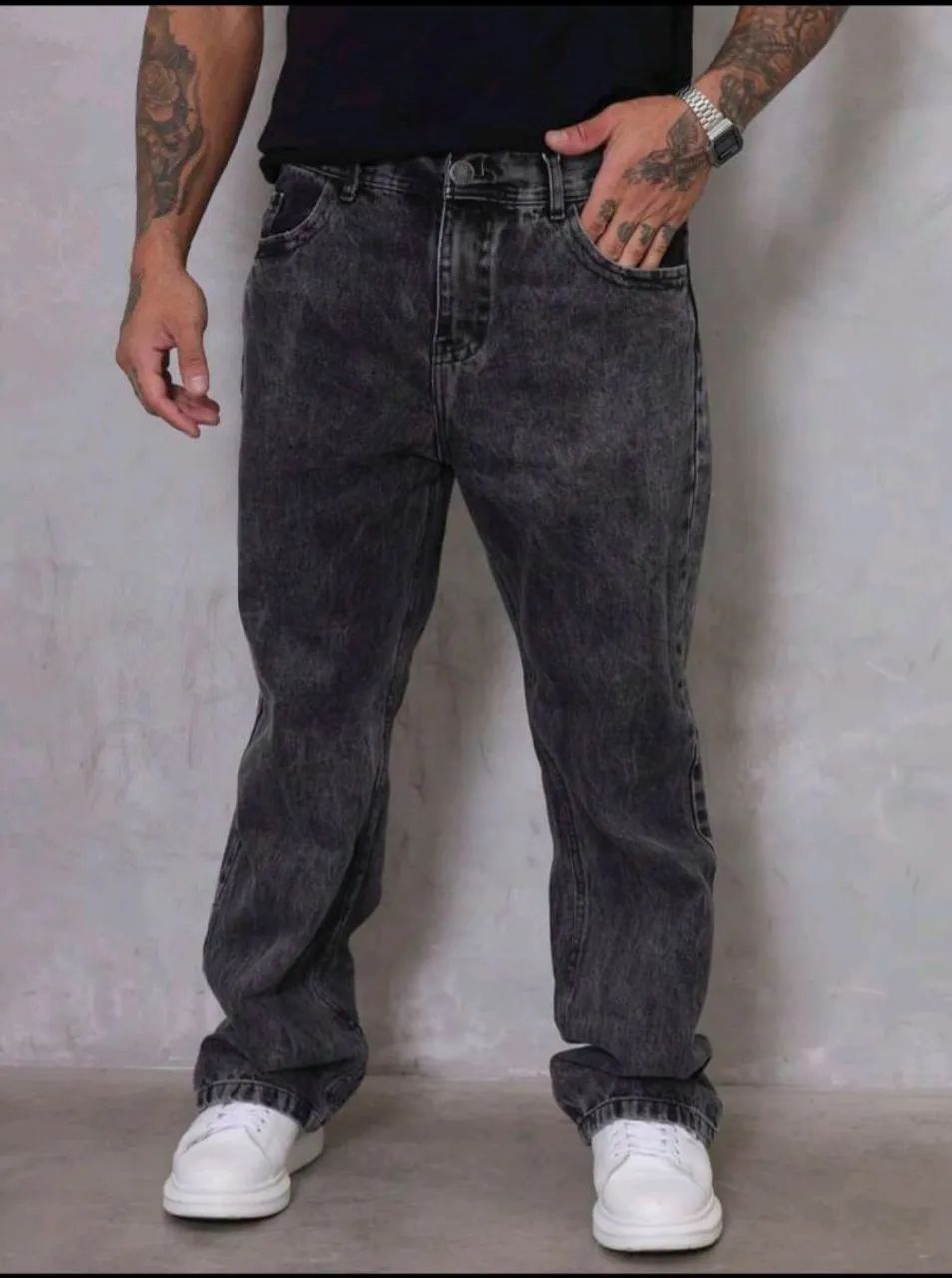 Calça Balão Jeans Masculina Oversize Larga sem Elastano  - Foto 3