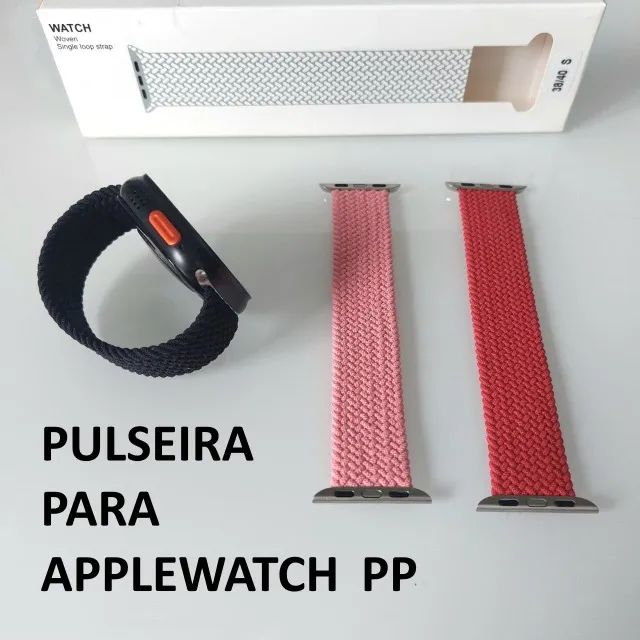 Pulseira para Watch Nylon Loop Solo Elástica 38/40 PP - Preta Rosa ou Vermelha