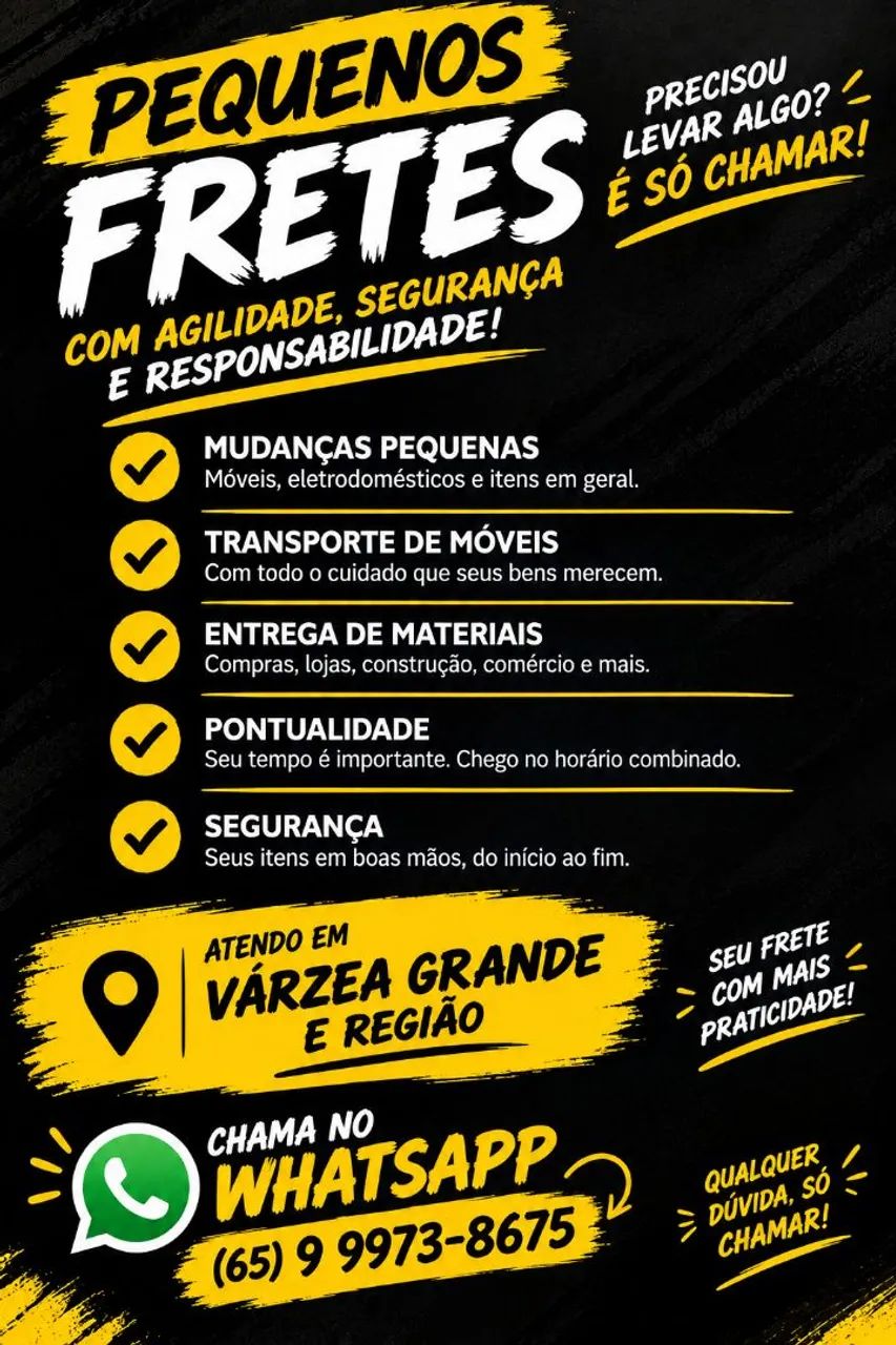 PEQUENOS FRETES EM VÁRZEA GRANDE E REGIÃO!