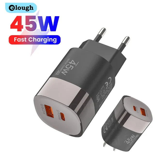 Carregador Turbo 45W Elough com Carga Rápida Quick Charge Alta