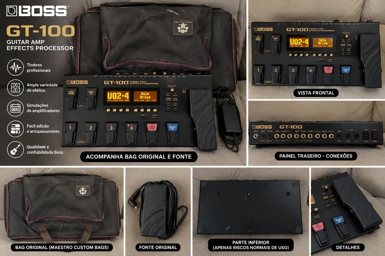Boss GT-100 Pedaleira Guitarra + Bag + Fonte - Excelente Estado