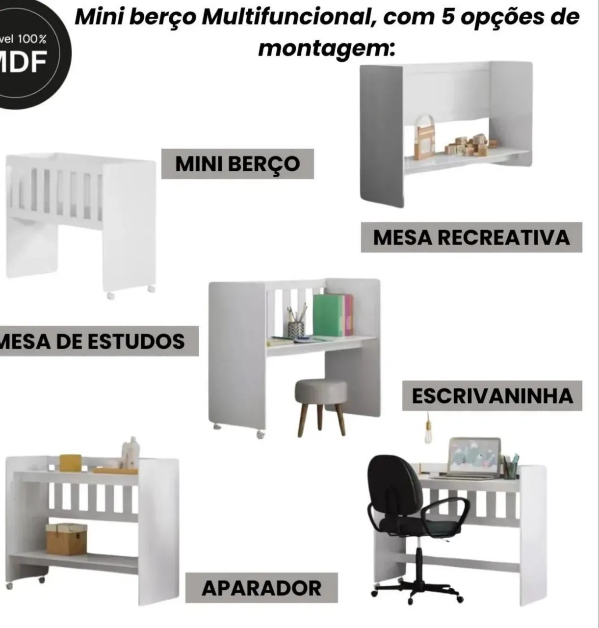 Mini berço 4 em 1  - Foto 6
