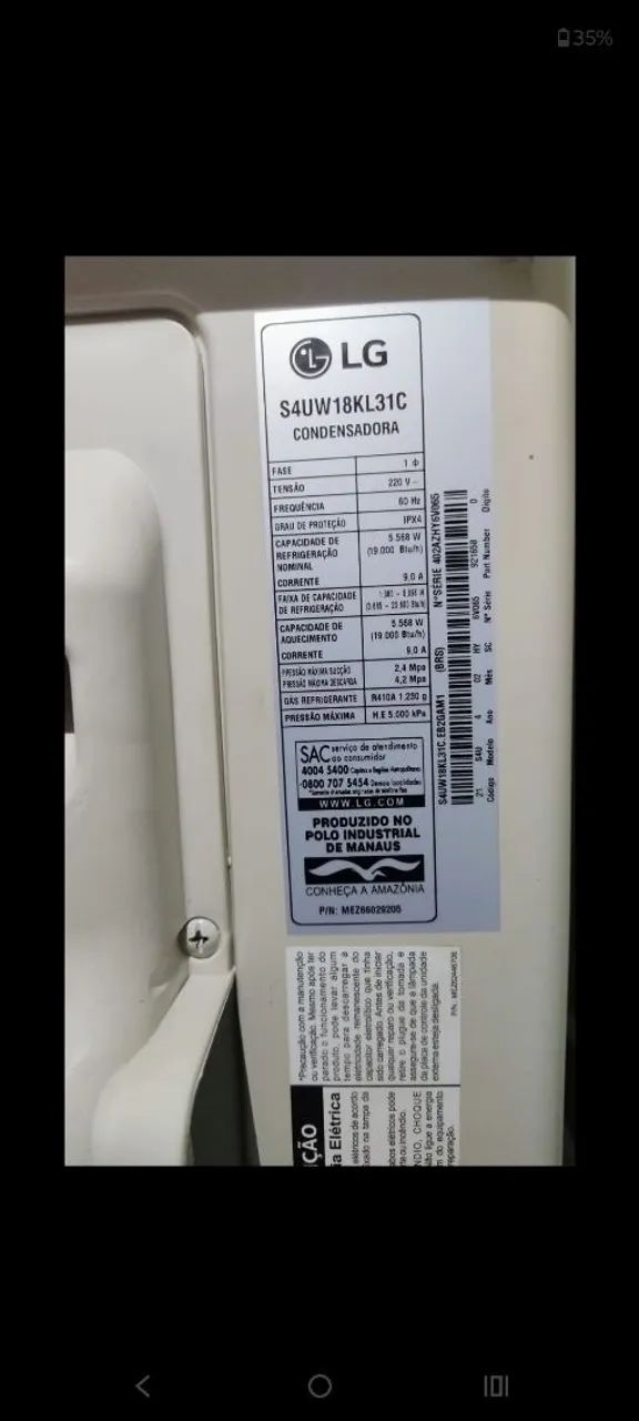 Ar condicionado split LG Dual inverter 18000 BTUs Q/F 220 v - Foto 3
