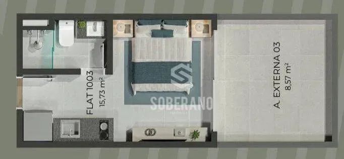 Flat com área externa nos Bancários - Foto 3