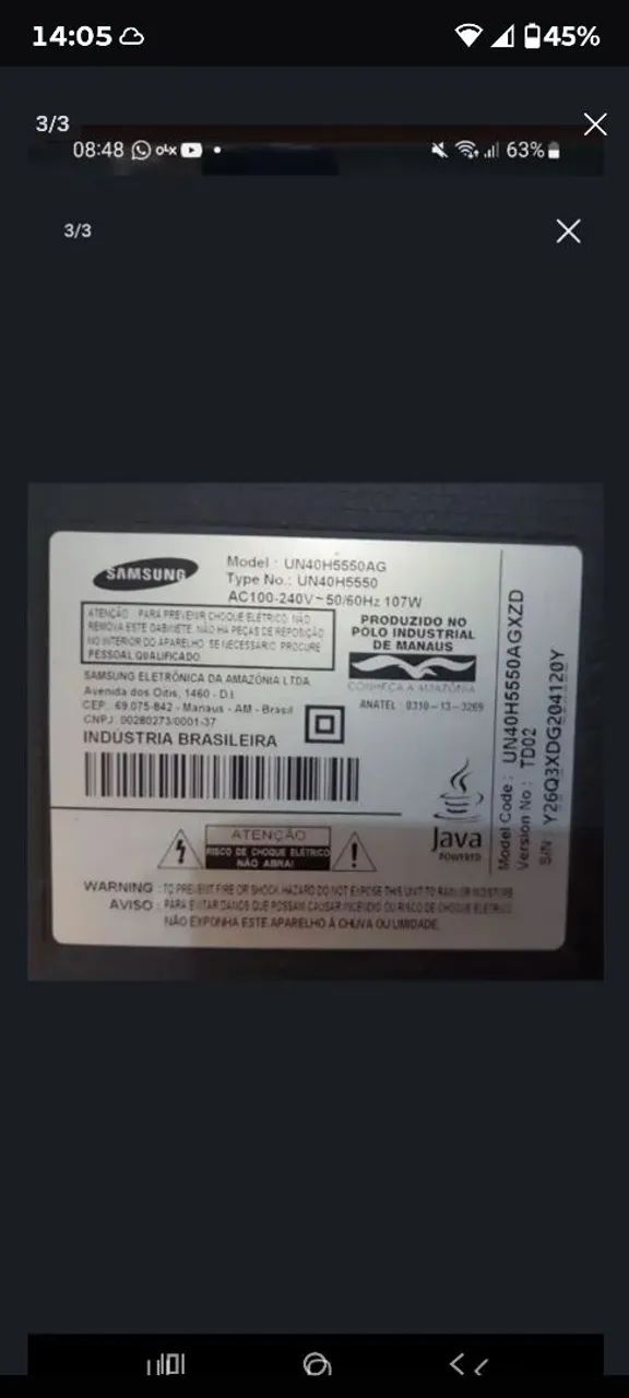 Tv Samsung 39 (Retirada de peças) - Foto 2