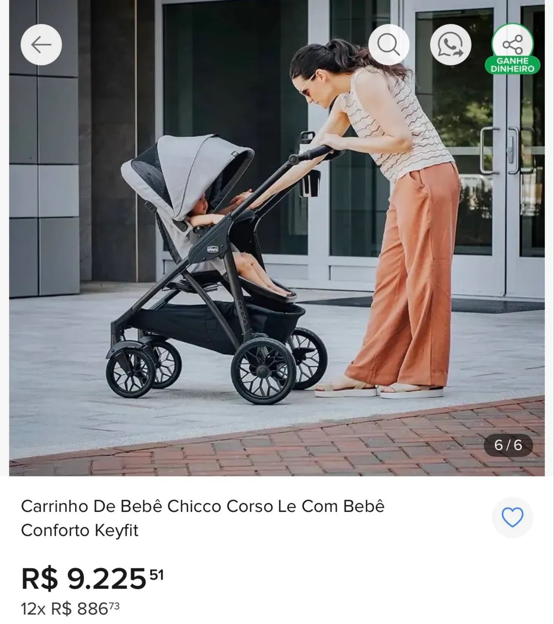 Carrinho de Bebe com Moisés - Chicco Corso LE - Foto 3