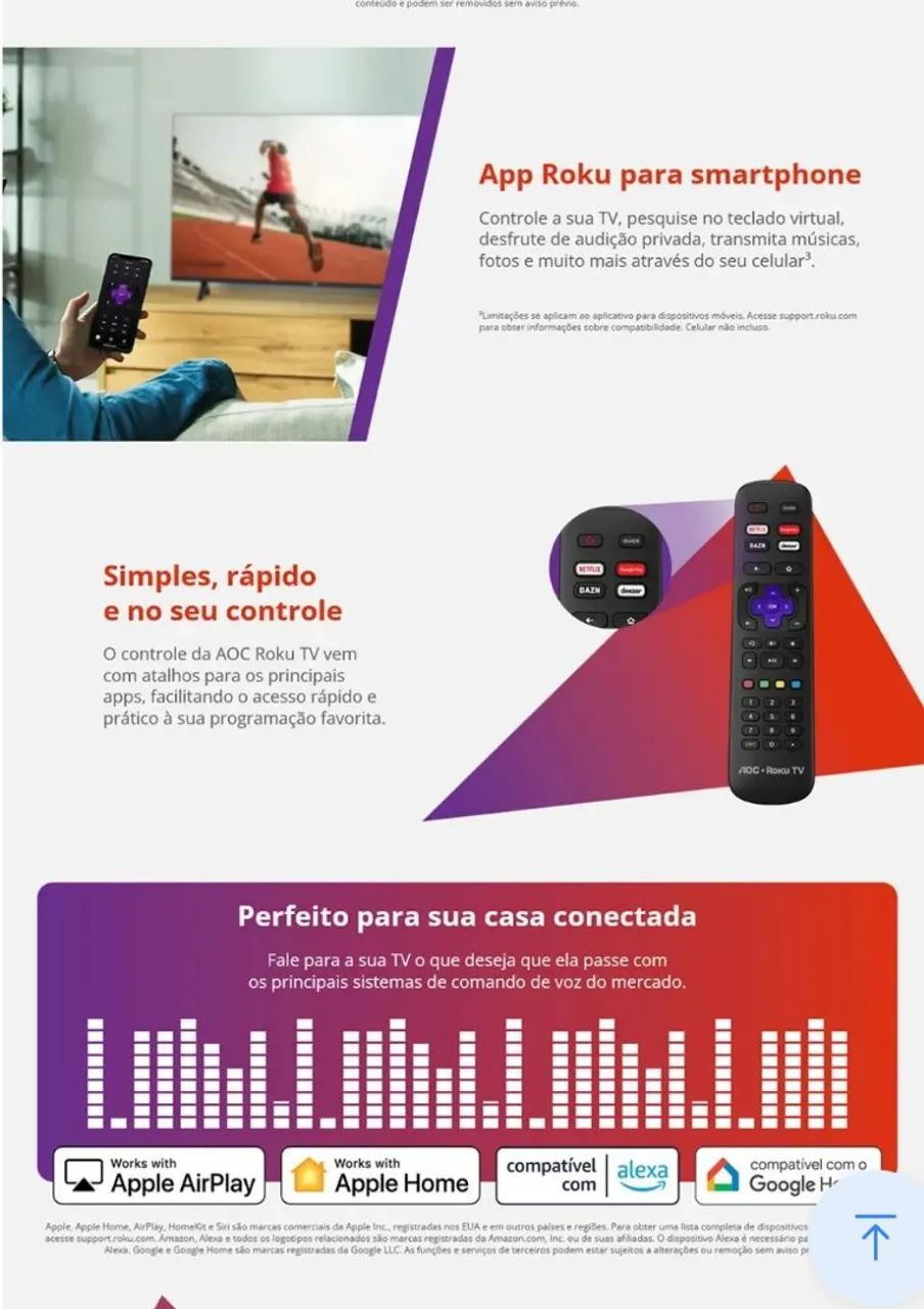 Televisão 43  polegadas  nova lacrada AOC (Philips)43 polegadas Roku fhd led - Foto 5