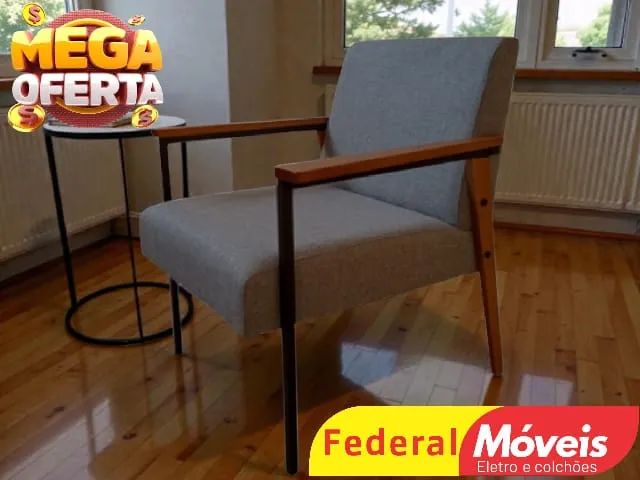 Poltrona c/ Detalhe Em Madeira - Promoção!
