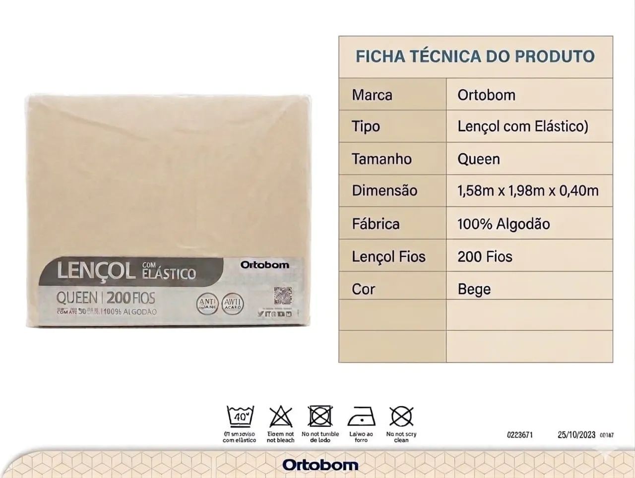 Len çol com elástico Queen bege - Foto 2