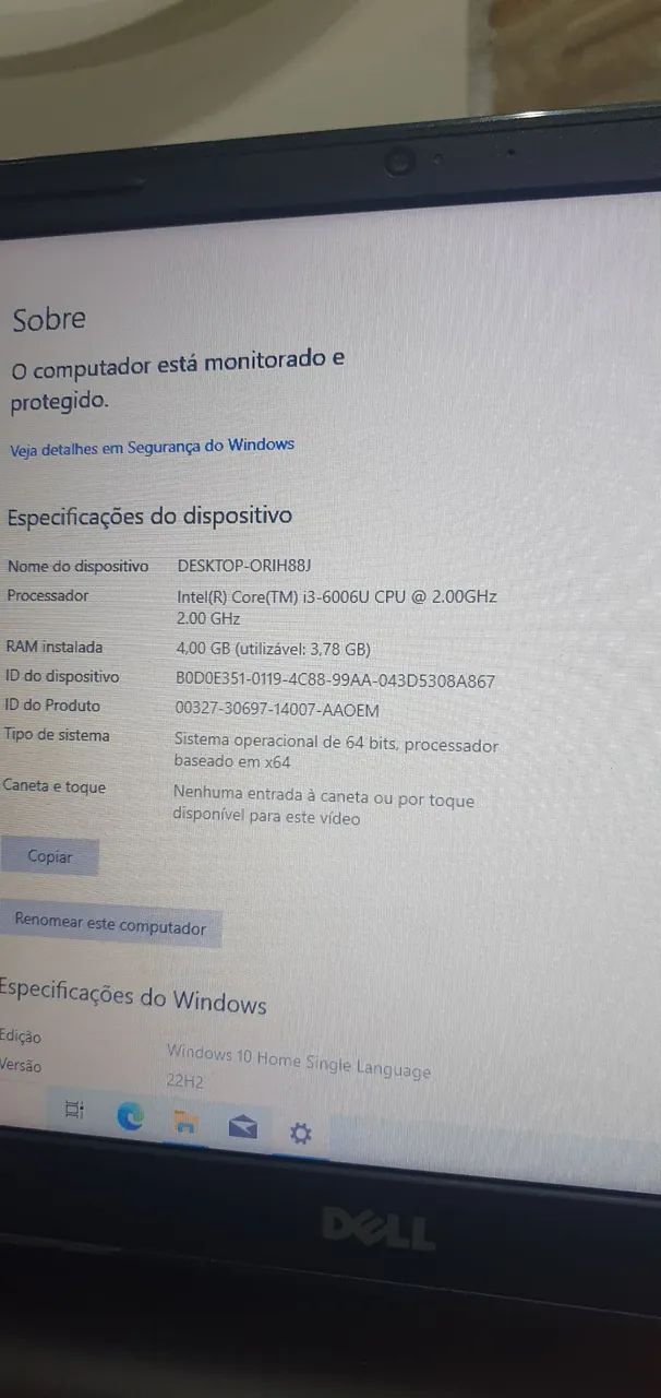 Notebook Dell I3 6ªGeração| 4GB |SSD 1 TERA  - Foto 3