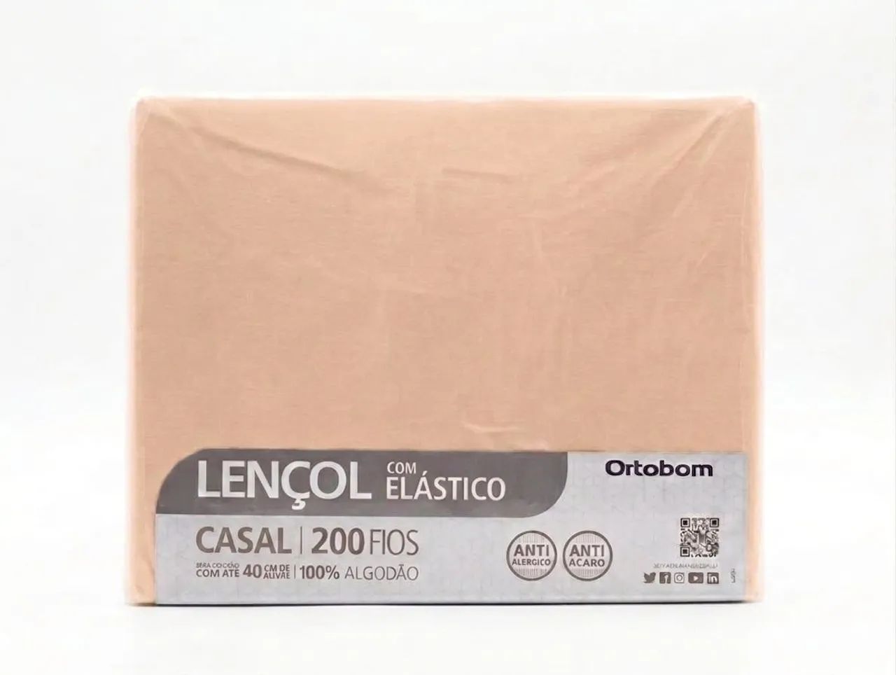 Lençol com elástico casal bege  - Foto 2