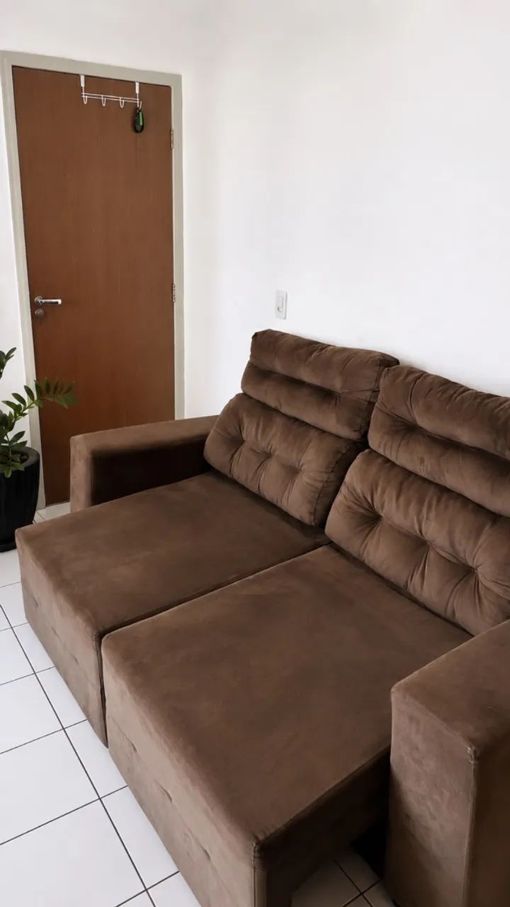 Sofá 3 Lugares Retrátil e Reclinável - Suede Marrom, Confortável e Espaçoso - Foto 3