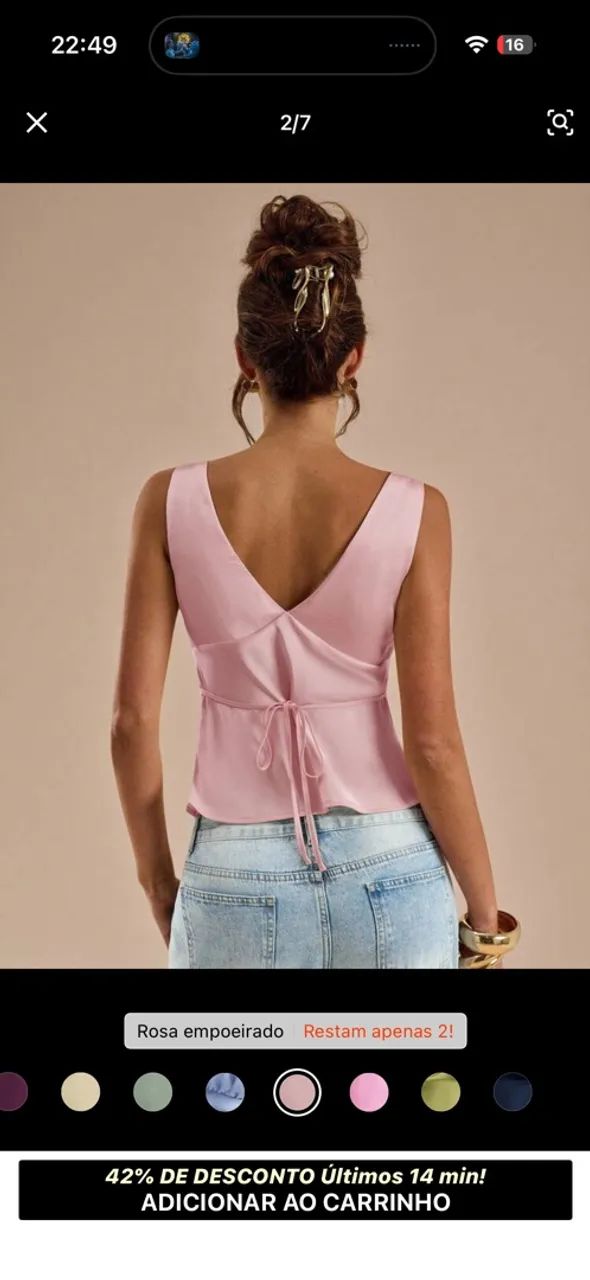 blusa de cetim shein - Foto 2