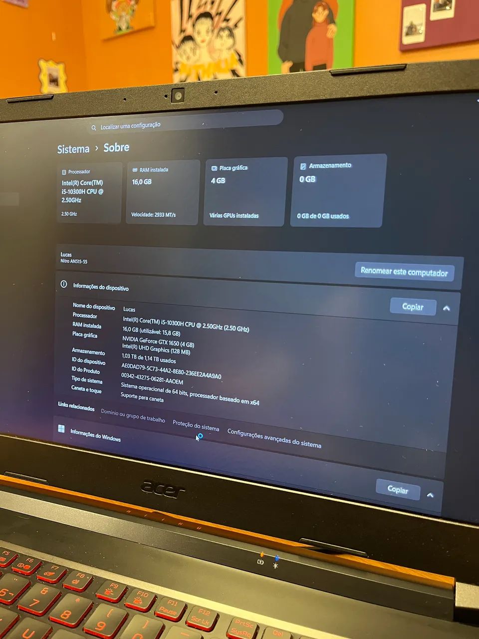 Acer Nitro 5 - SSD 256GB e HD 1TB - 16GB RAM
