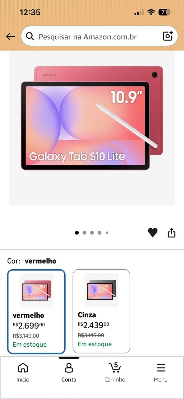 samsung tab s10 lite vermelho 128gb - Foto 4