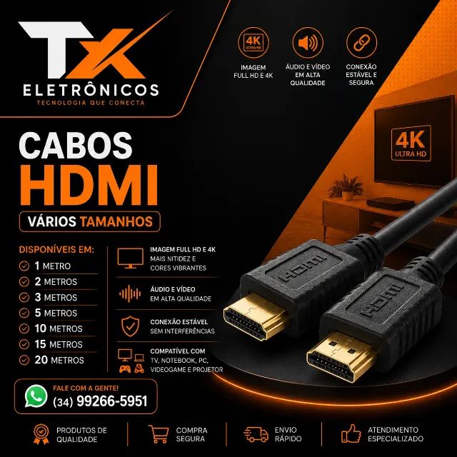 Cabo Hdmi Para Tv Projetor notebook E etc - Vários Tamanhos - Consulte
