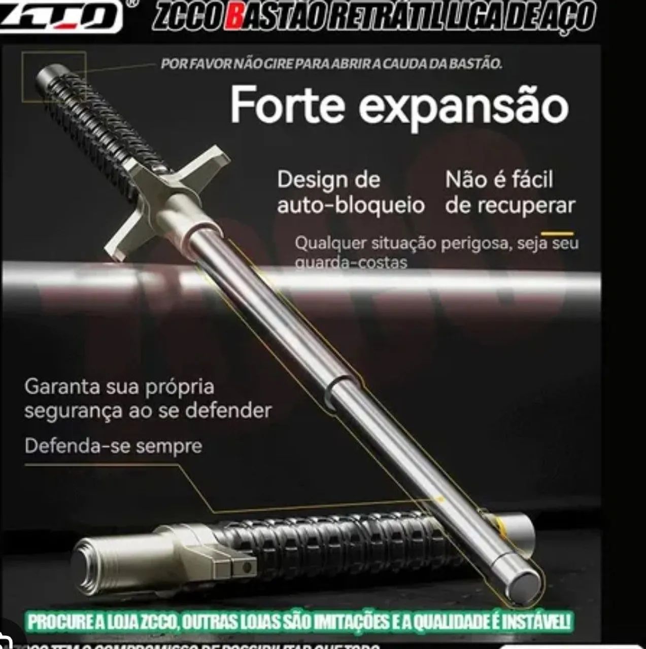 Bastão retrátil de aço de carbono 