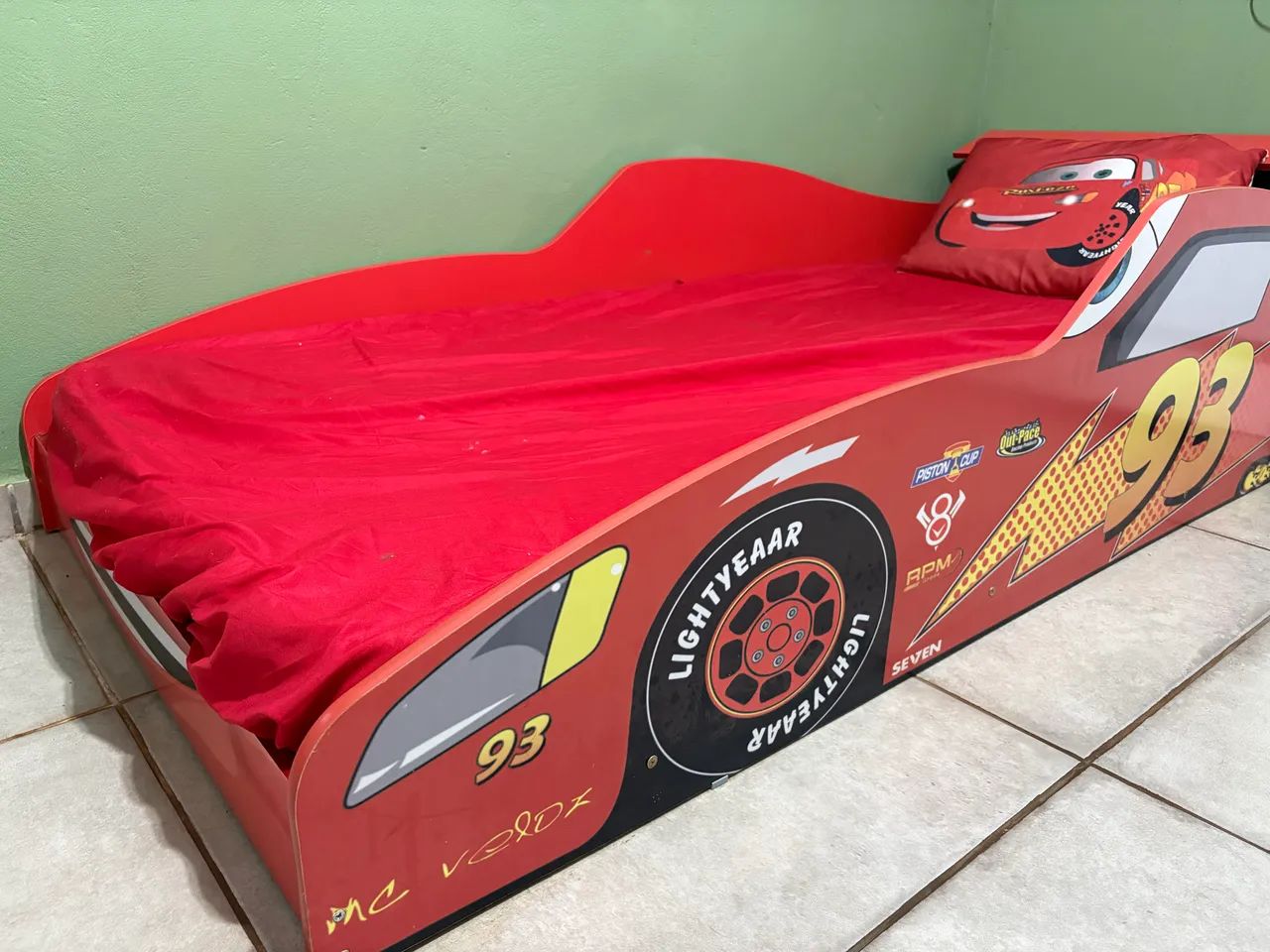 Cama infantil carros com colchão 