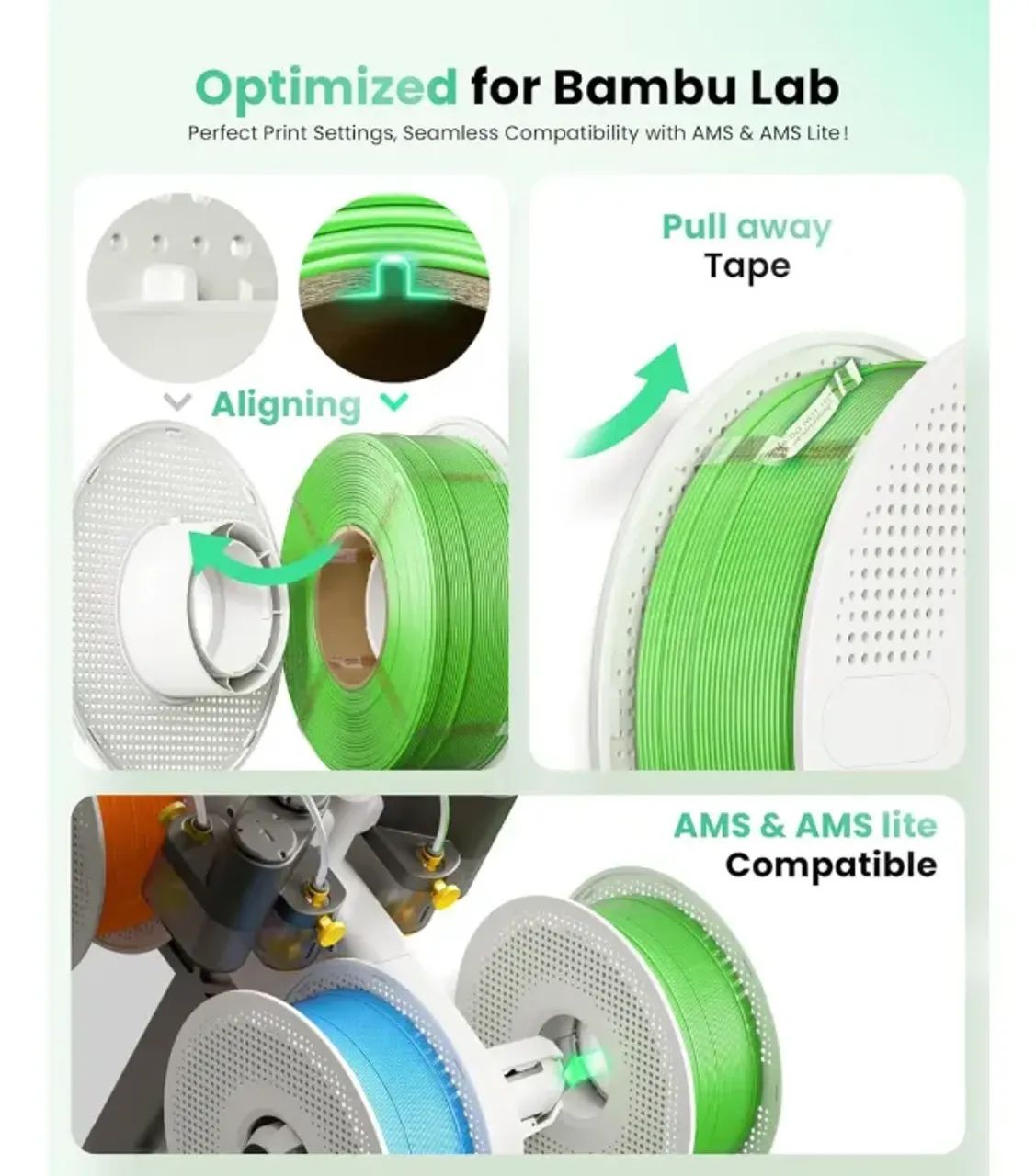 FILAMENTO PLA LITE DA BAMBU LAB 1KG SEM CARRETEL VARIAS CORES - Foto 4