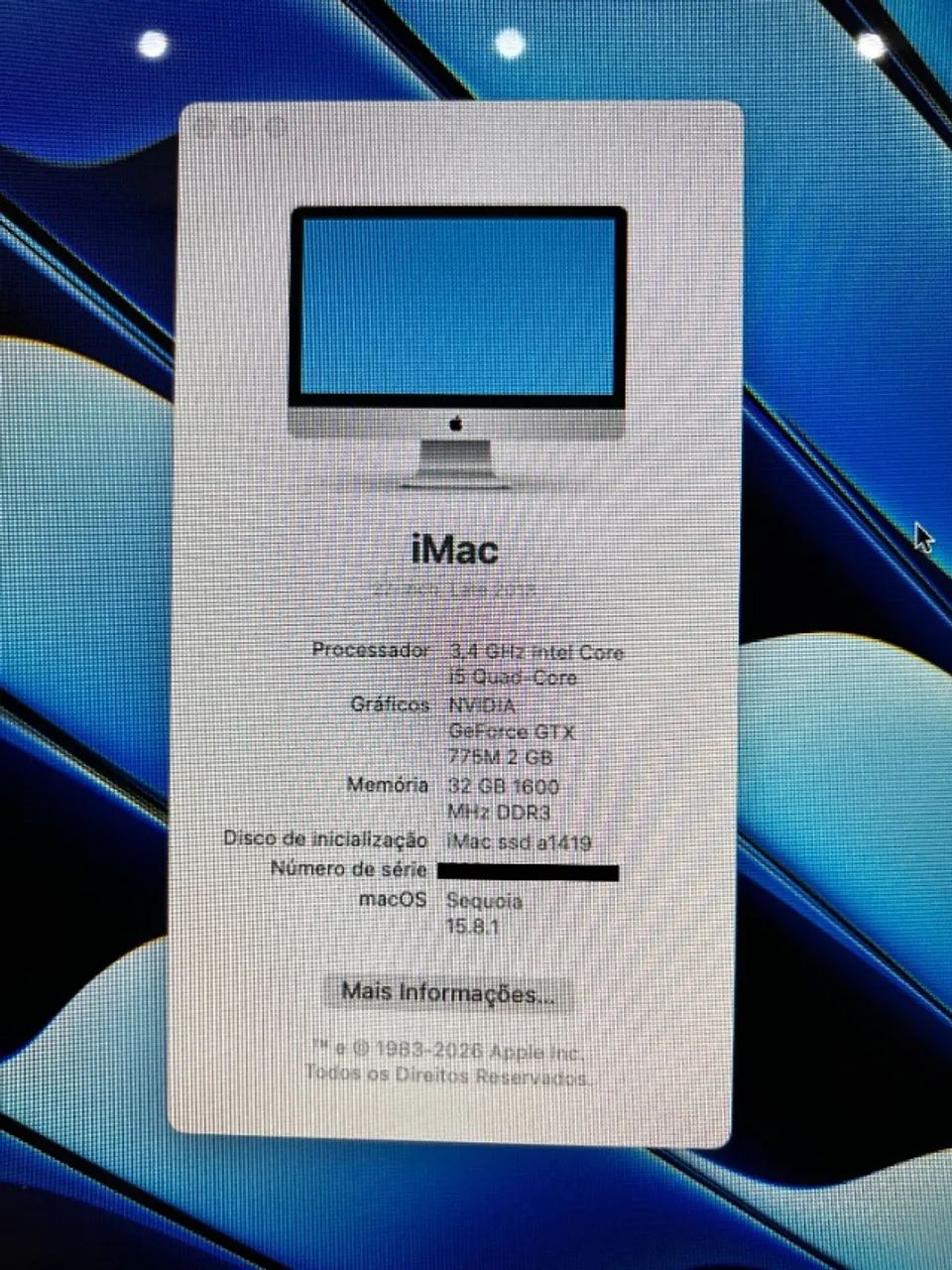 iMac 27 Late 2013 - A1419 - Corei5 32gb Ram - SSd NVme - Video 2GB