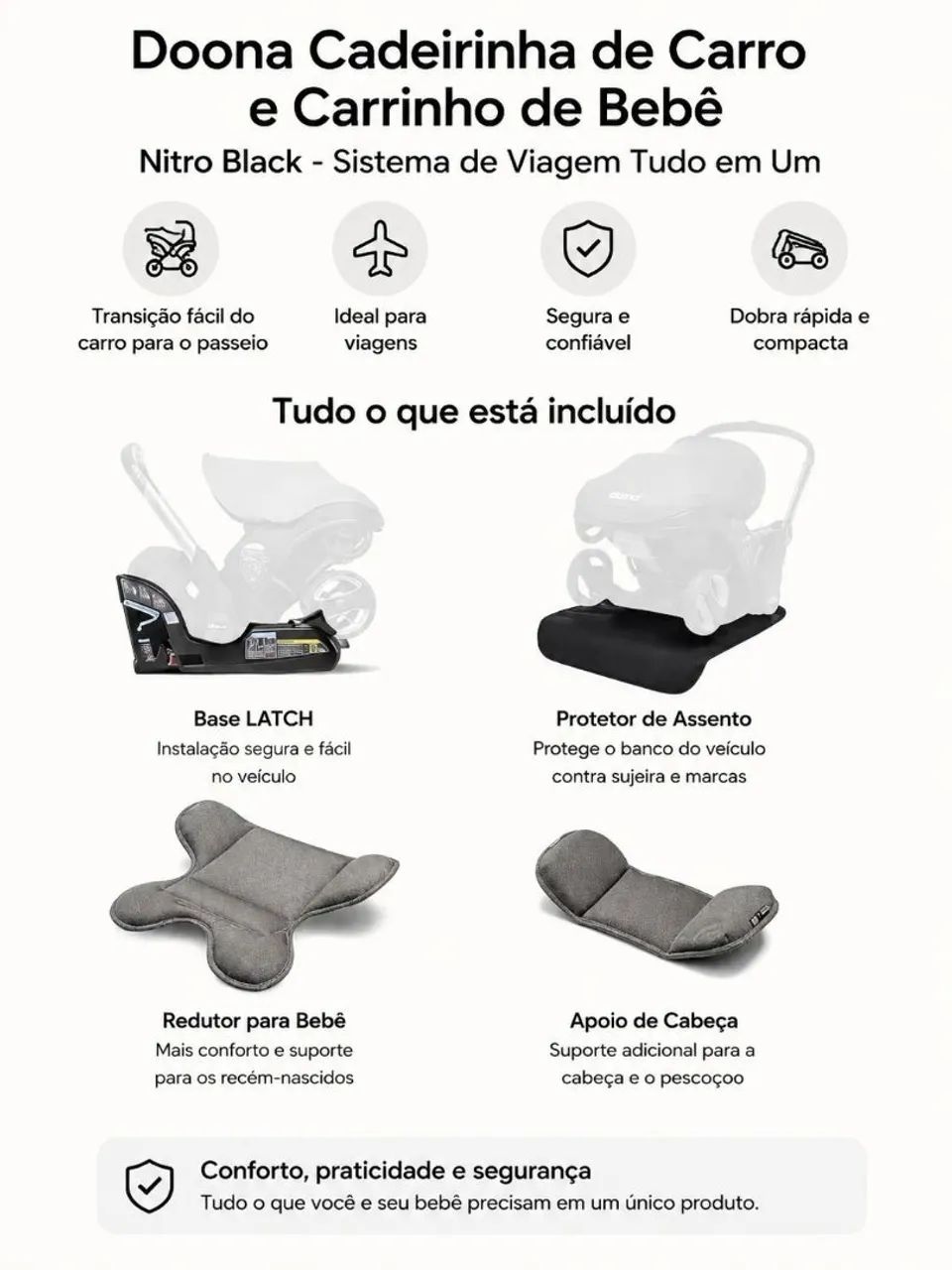 Doona+ Original EUA | Completa com Base LATCH e Acessórios  - Foto 3