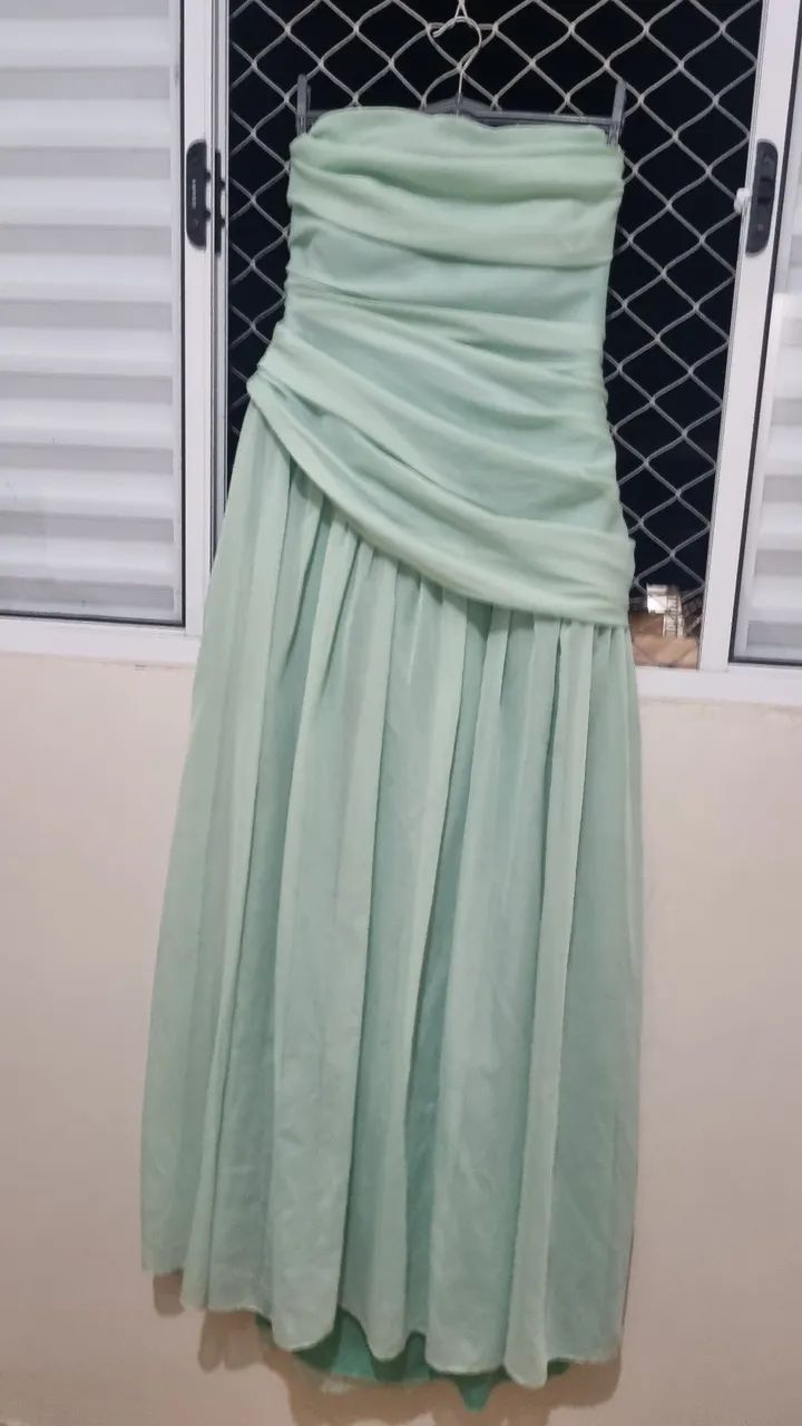 Vestido de madrinha tomara que caia verde menta - Foto 3
