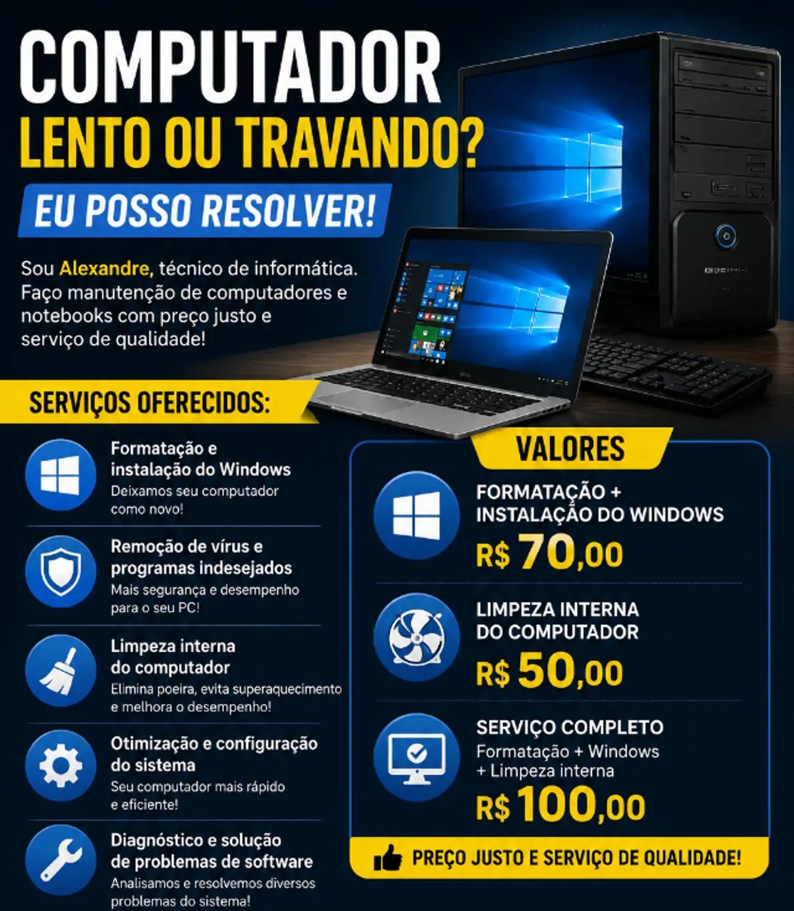 ? Formatação, Limpeza e Manutenção de Computadores com Preço Justo