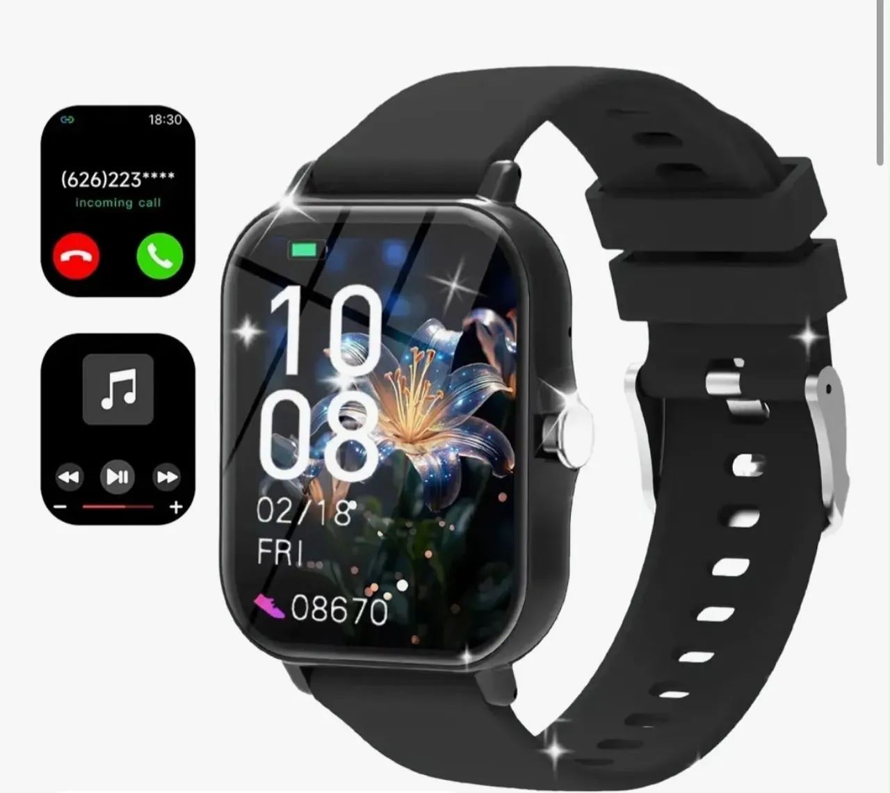 Relógio smartwatch Bluetooth com chamada e música 