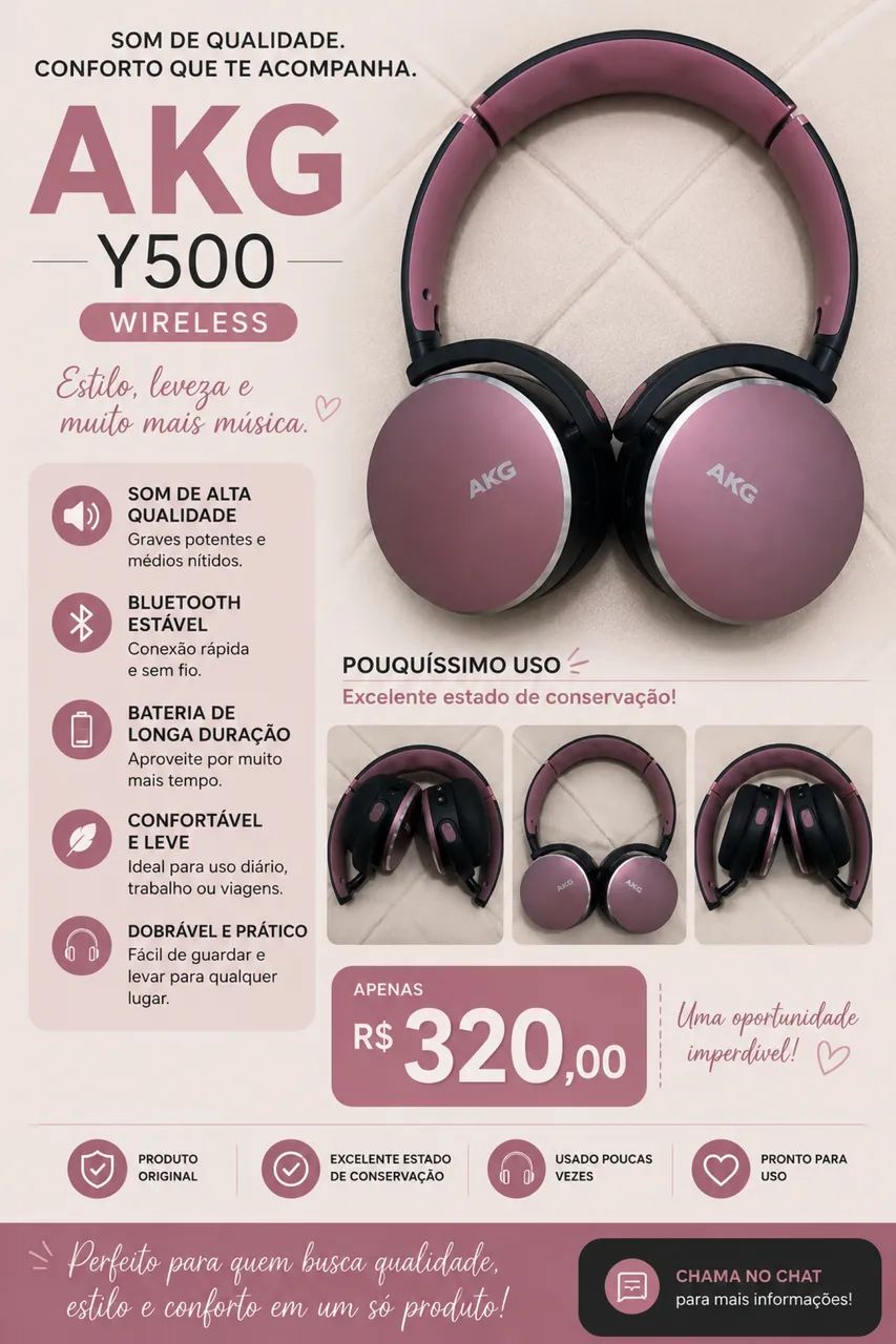 Fone de Ouvido AKG Y500 - Bluetooth