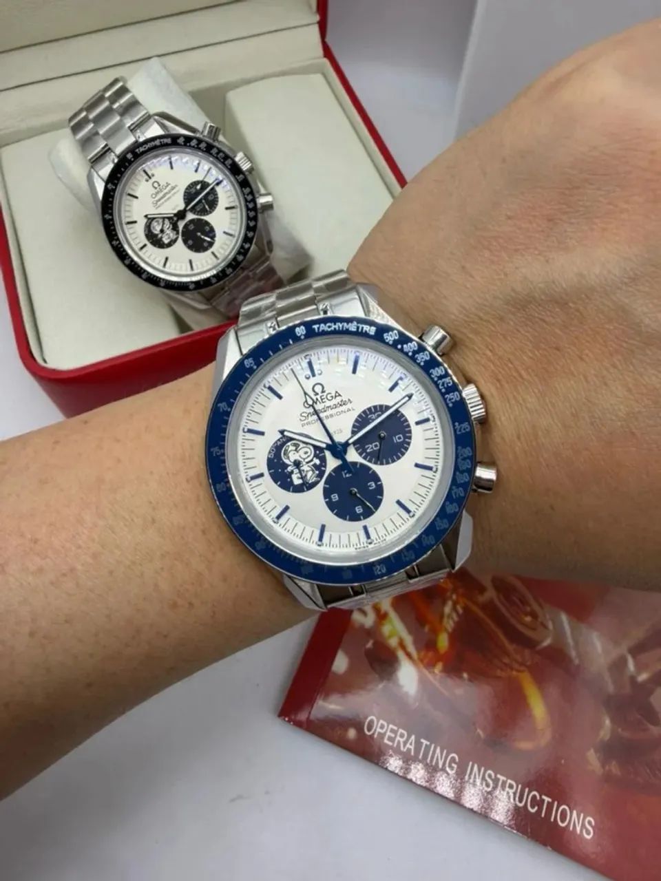 Relógio Omega Speedmaster Snoopy Azul aço Automático super premium  - Foto 2