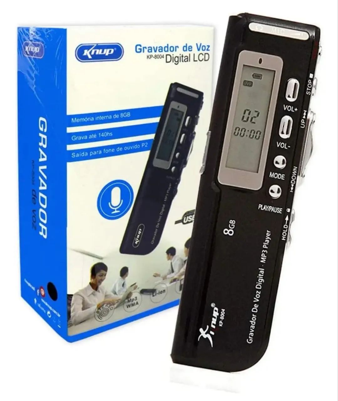 Gravador De Voz Digital Lcd 8GB Knup 