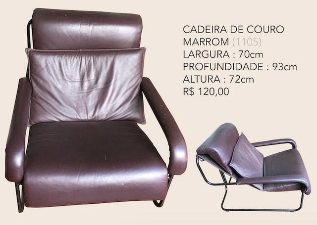 Cadeira/poltrona de couro marrom - usada (1105)