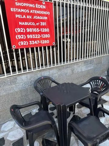 Jogo mesa cadeira com braço preta nova pra bar partir de 190 reais cada