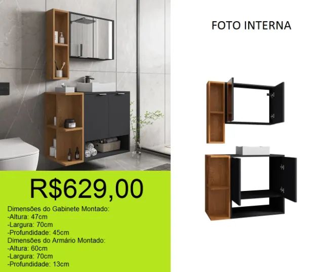 Gabinete de banheiro a pronta entrega  - Foto 3