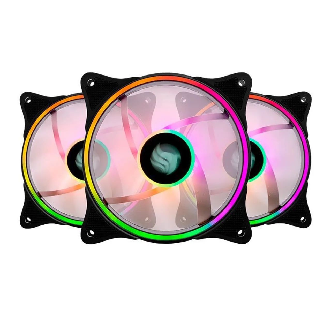 KIT VENTOINHAS PICHAU DUAL RING P1, LED ARGB, 3X120MM - Foto 2