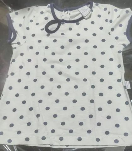 Camisa piu piu infantil bolinhas azuis estampa branca tamanho 3 desapego envio imediato
