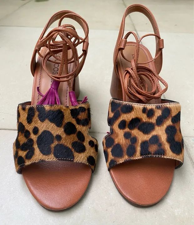 Sandália Salto Alto Laço Animal Print