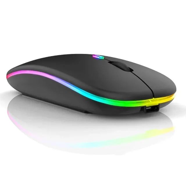 Mouse Sem Fio Led Rgb Recarregável Bluetooth E Usb Tablet Pc