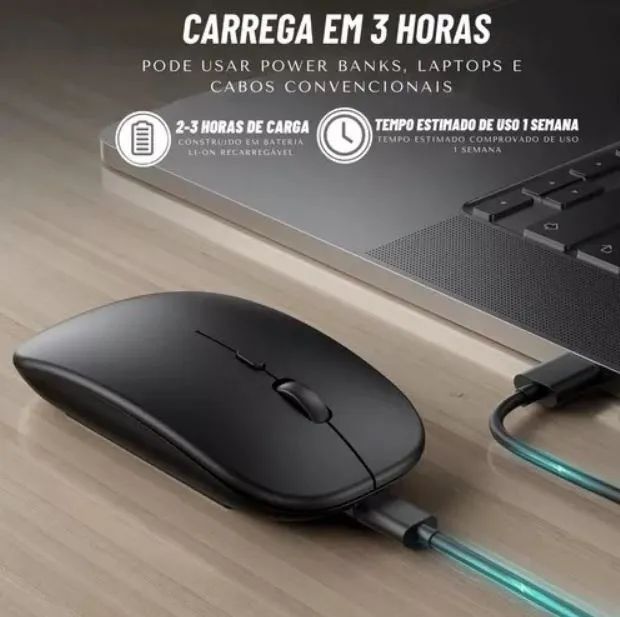 Mouse Sem Fio Led Rgb Recarregável Bluetooth E Usb Tablet Pc - Foto 4