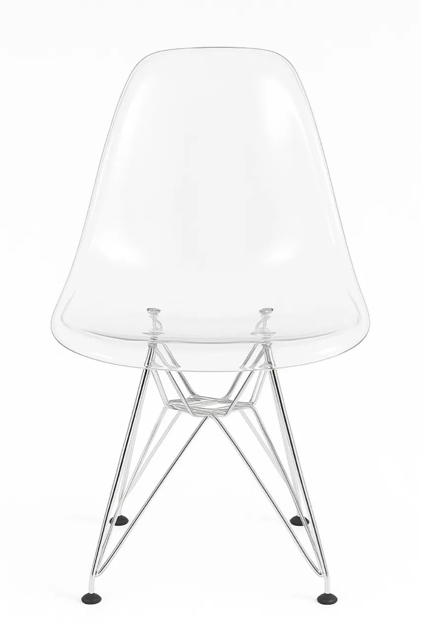 Cadeira Eames Cristal Transparente Eiffel Base Metal Cromado - Foto 2