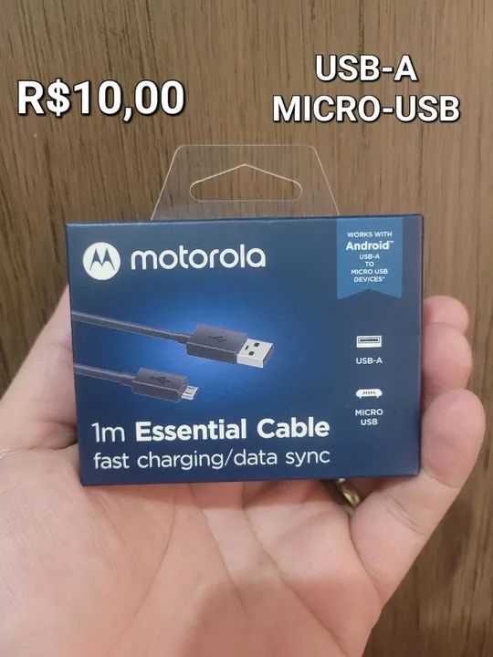 Cabo USB-A Micro USB Motorola 1m - Fast Charging