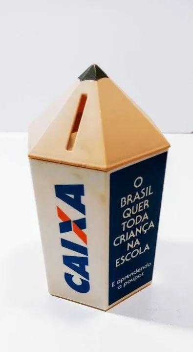 Cofrinho antigo CEF Caixa Federal lápis anos 90 - Foto 4