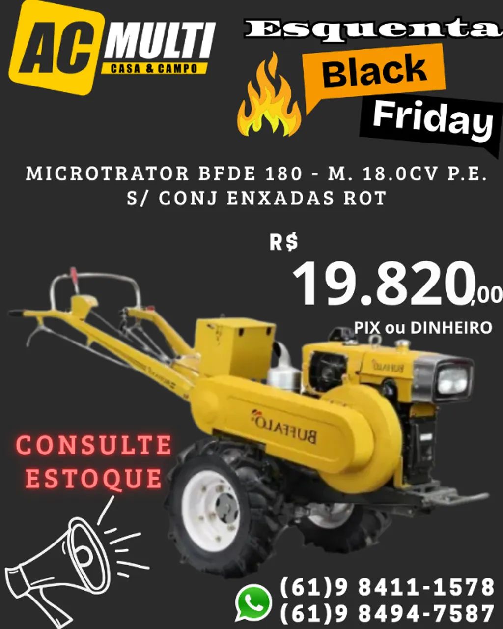 MICROTRATOR BFDE 180 - M. 18.0cv P.E. S/ CONJ ENXADAS ROT