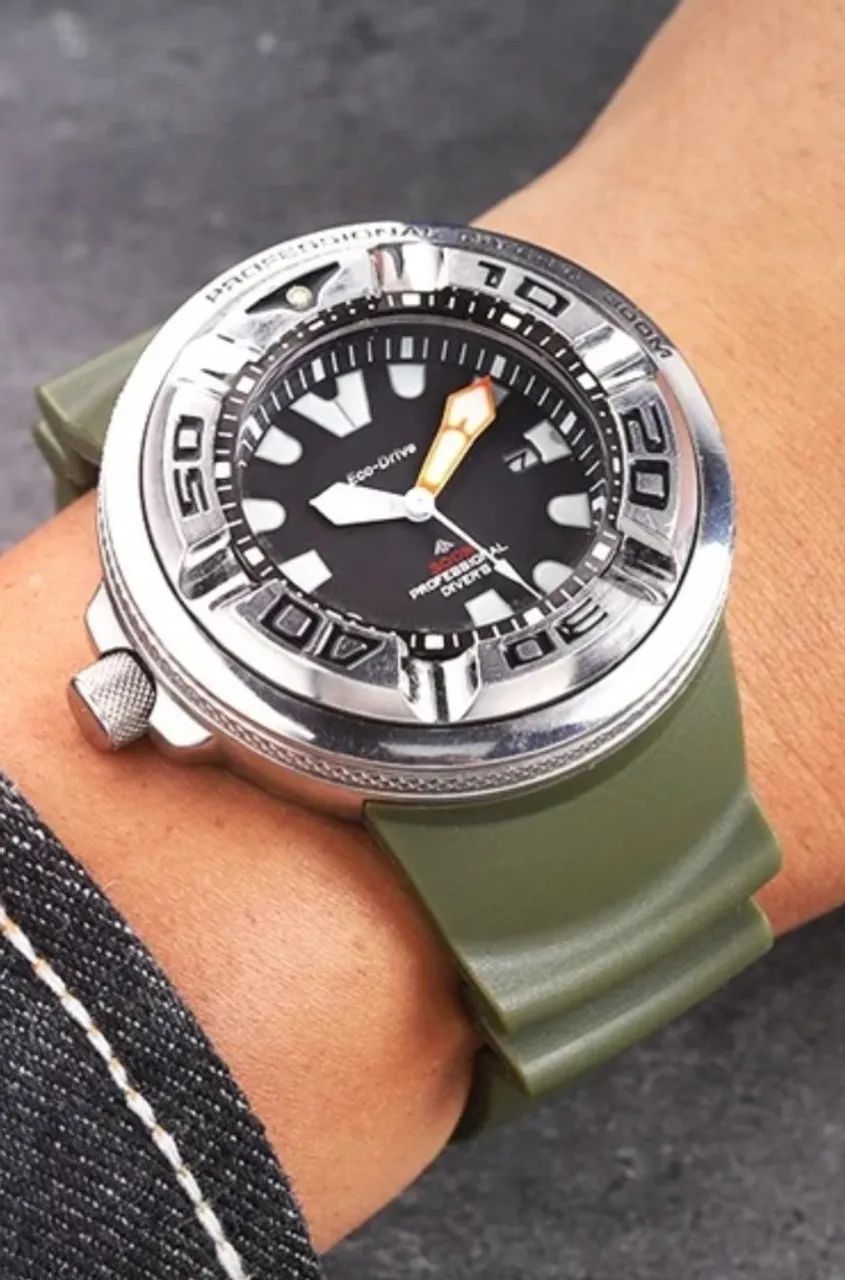 Pulseira verde nova Citizen Ecozilla Bj8057-17 Bj8040 importada