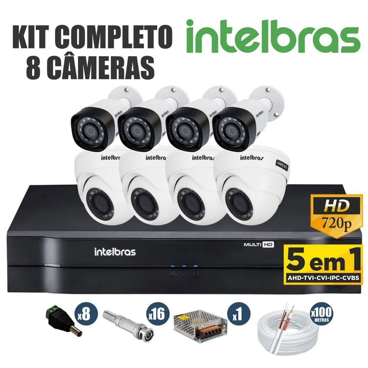 Kit completo 8 câmeras Intelbras 