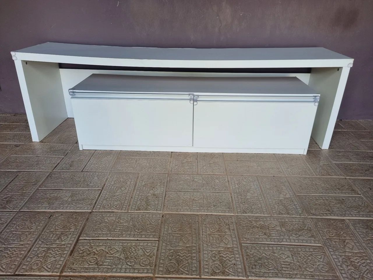 Rack sala MDF duas gavetas branco - Foto 2