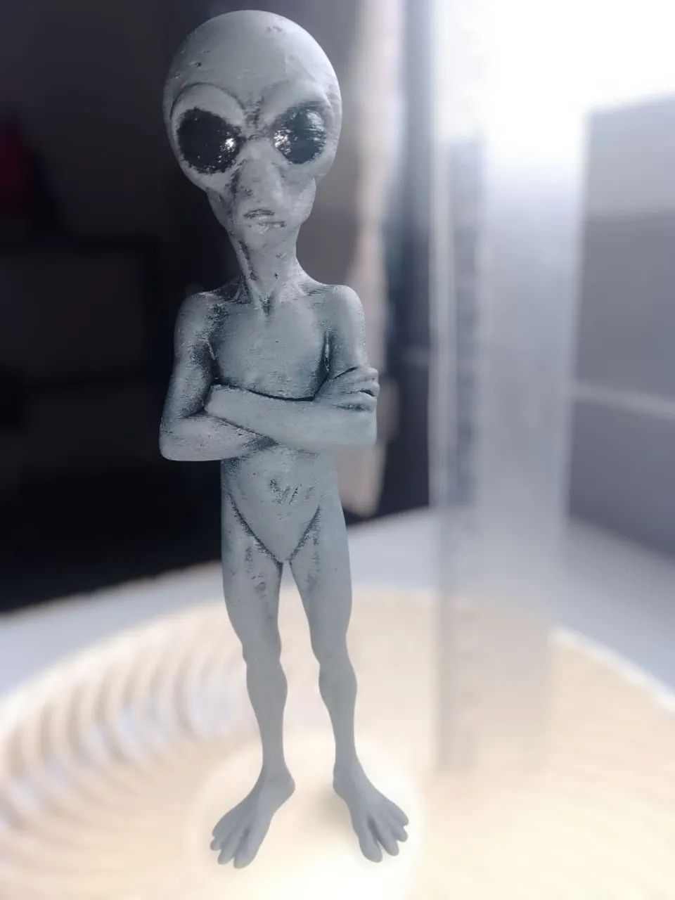 Figura Decorativa Alien Cinza Impresso em 3D - Foto 2