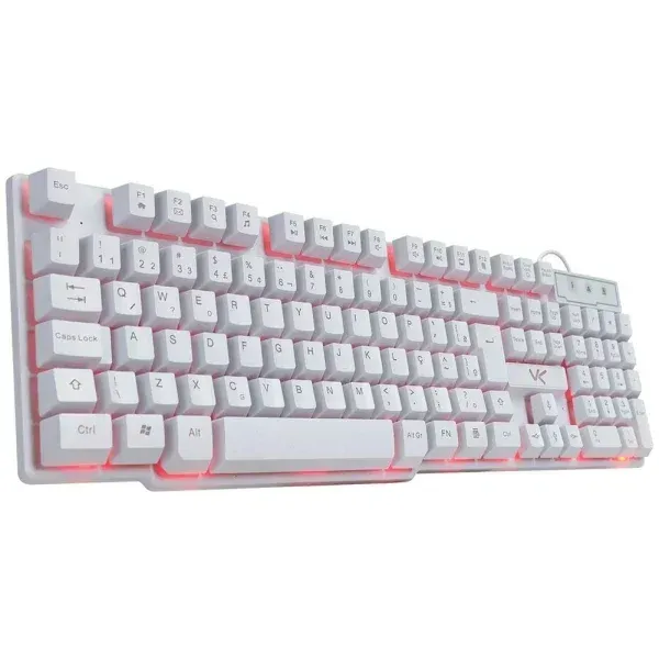 Teclado Gamer Vx Gaming Hydra Branco Abnt2 Multimídia Com Led Vermelho Sensacao Mecanica U
