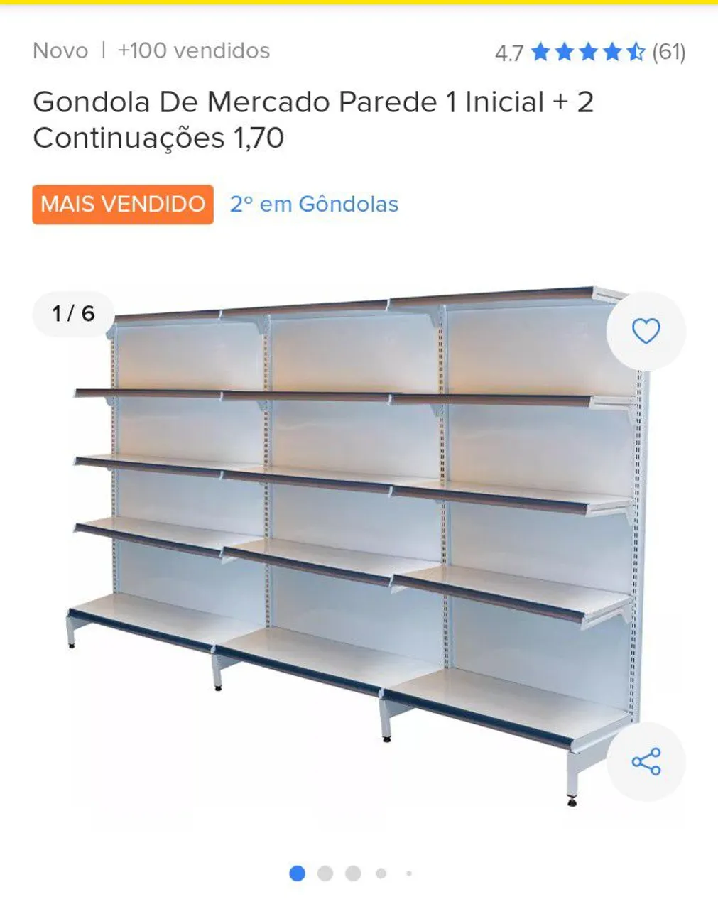 Gôndola de Parede para Mercado 1,70m