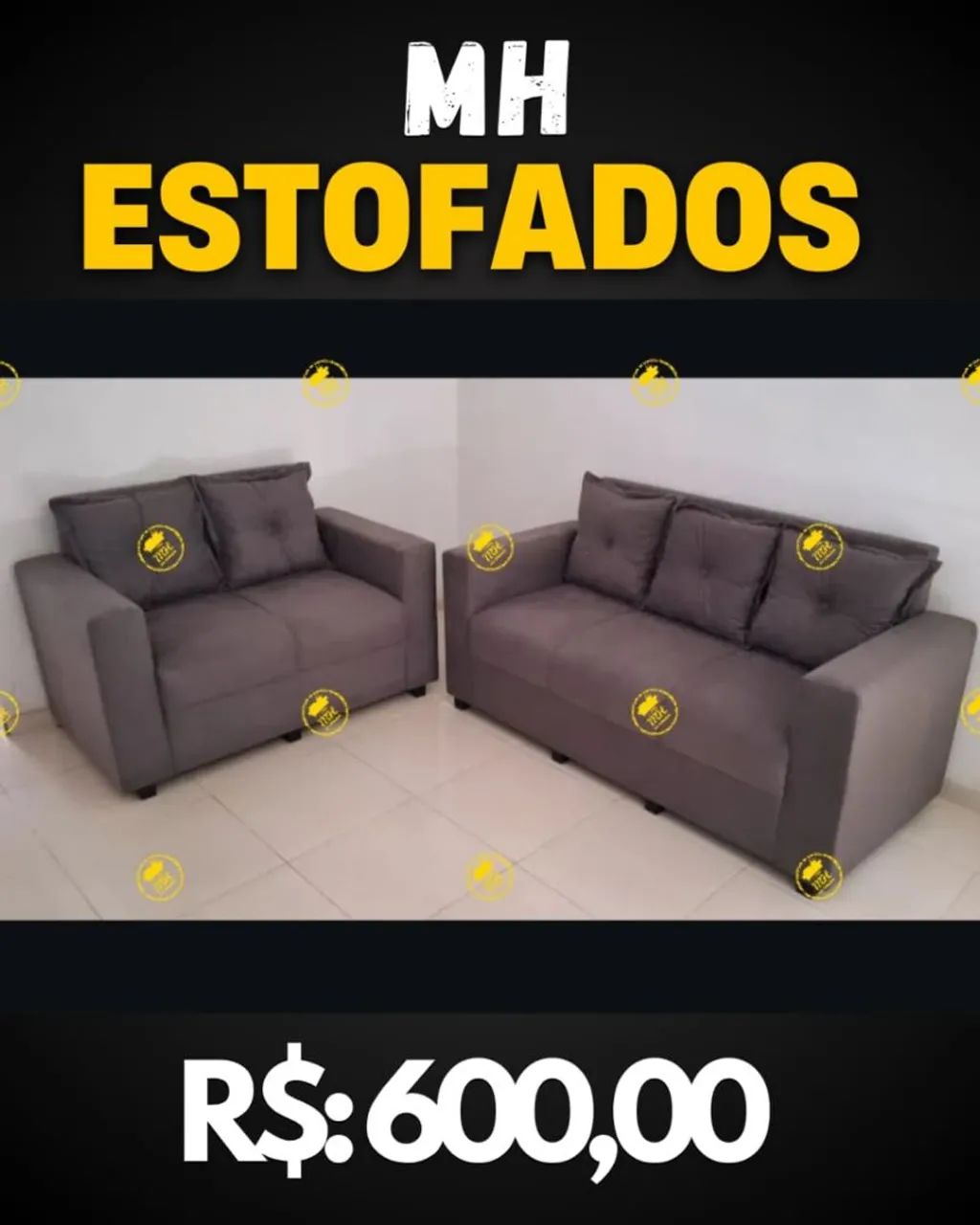 Conjunto de Sofá 3 e 2 Lugares Marrom65171907356163124